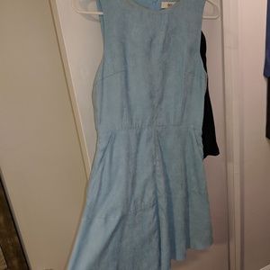 Blue suede dress with pockets